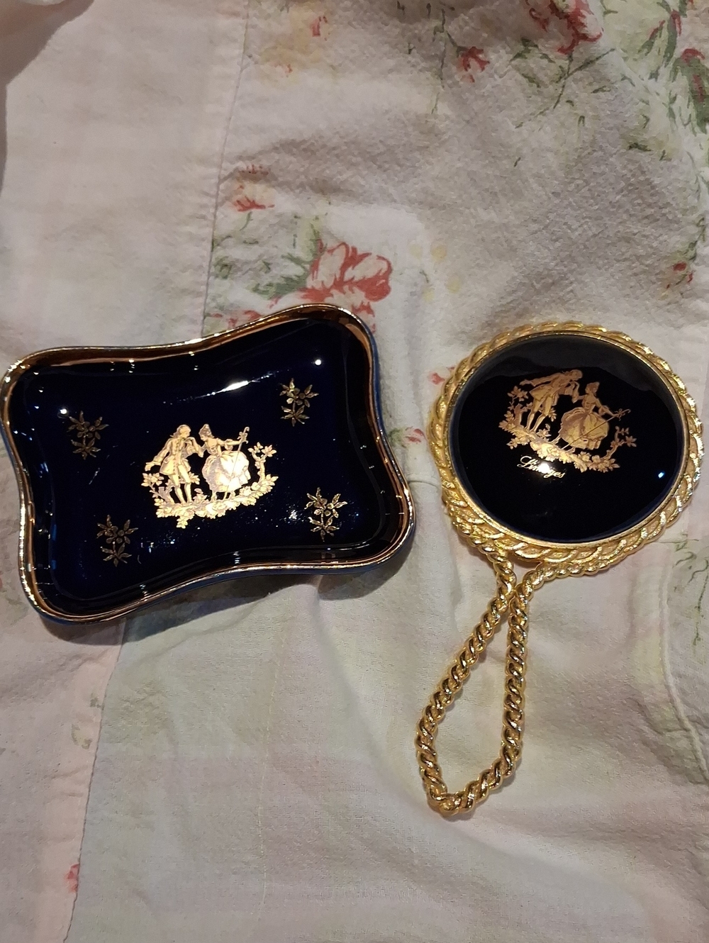 Limoges Antique Mirror And Trinket Dish